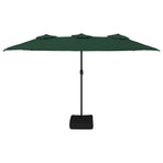 Double-Head Garden Parasol with LEDs Green 449x265 cm