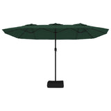 Double-Head Garden Parasol with LEDs Green 449x265 cm - 45-Degree Angle