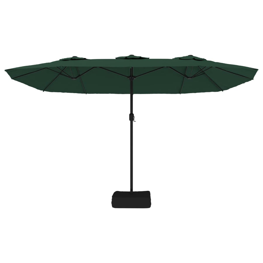 Double-Head Garden Parasol with LEDs Green 449x265 cm
