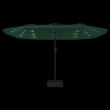 Double-Head Garden Parasol with LEDs Green 449x265 cm