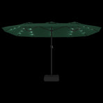 Double-Head Garden Parasol with LEDs Green 449x265 cm