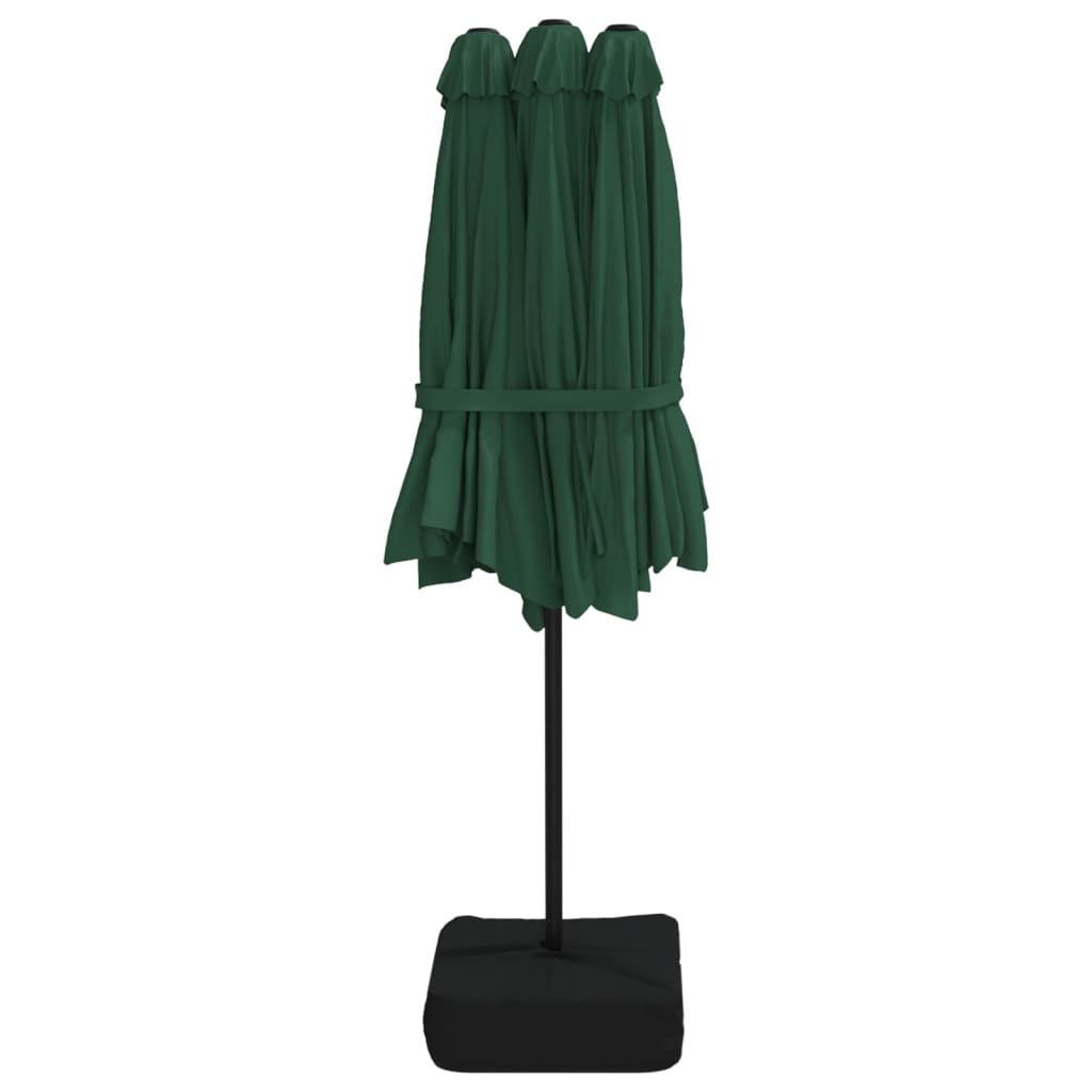 Double-Head Garden Parasol with LEDs Green 449x265 cm