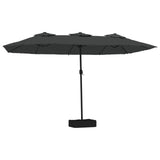 Double-Head Garden Parasol with LEDs Anthracite 449x265 cm - Front View