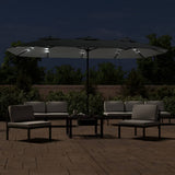 Double-Head Garden Parasol with LEDs Anthracite 449x265 cm
