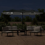 Double-Head Garden Parasol with LEDs Anthracite 449x265 cm