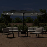 Double-Head Garden Parasol with LEDs Anthracite 449x265 cm - Side View