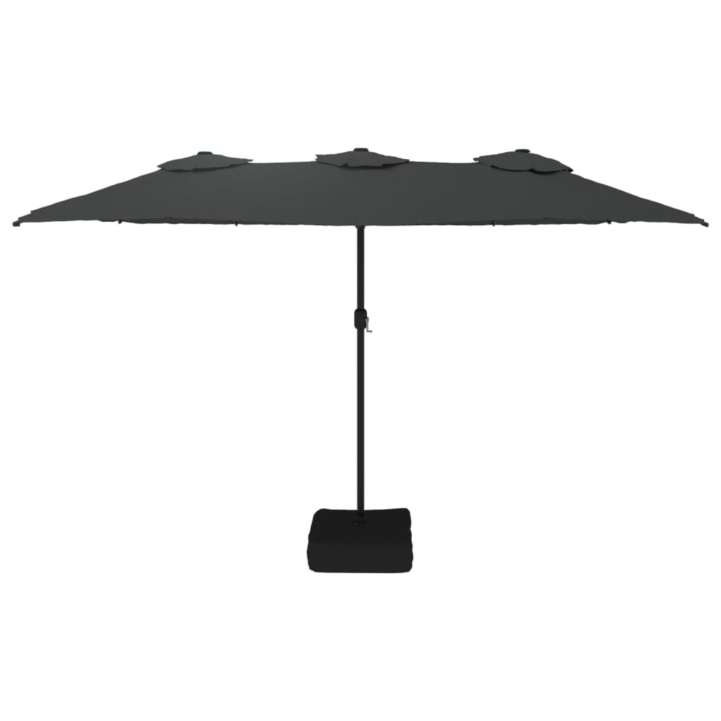 Double-Head Garden Parasol with LEDs Anthracite 449x265 cm