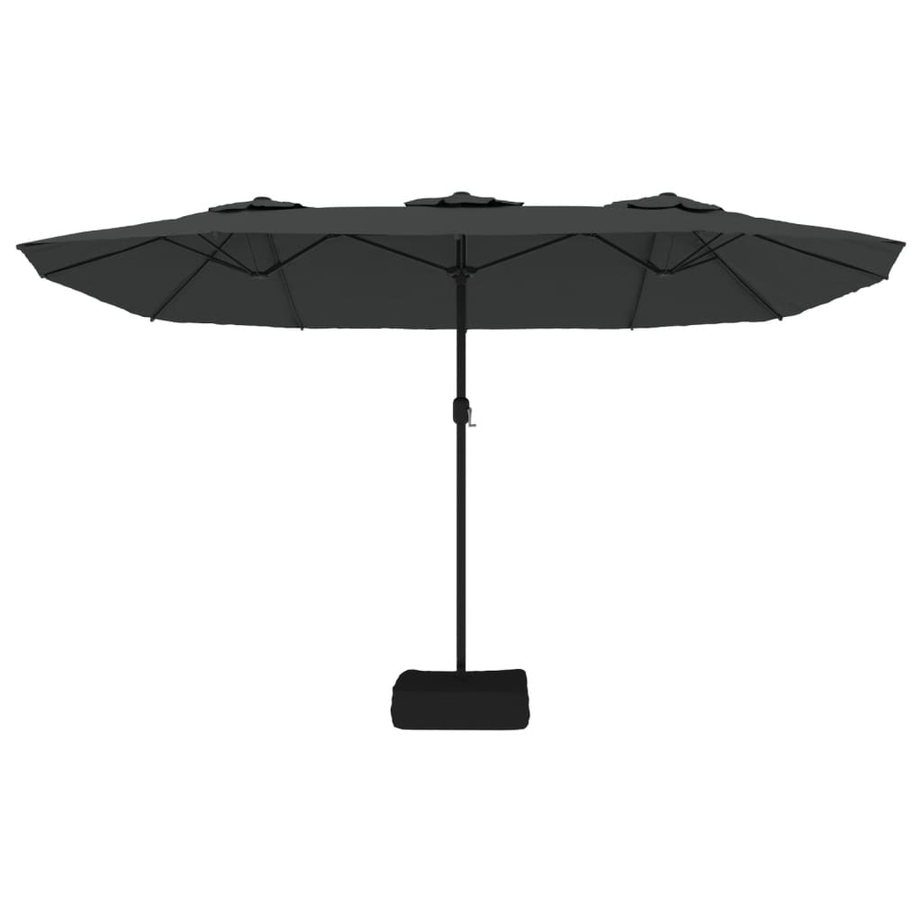 Double-Head Garden Parasol with LEDs Anthracite 449x265 cm