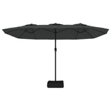 Double-Head Garden Parasol with LEDs Anthracite 449x265 cm - 45-Degree Angle