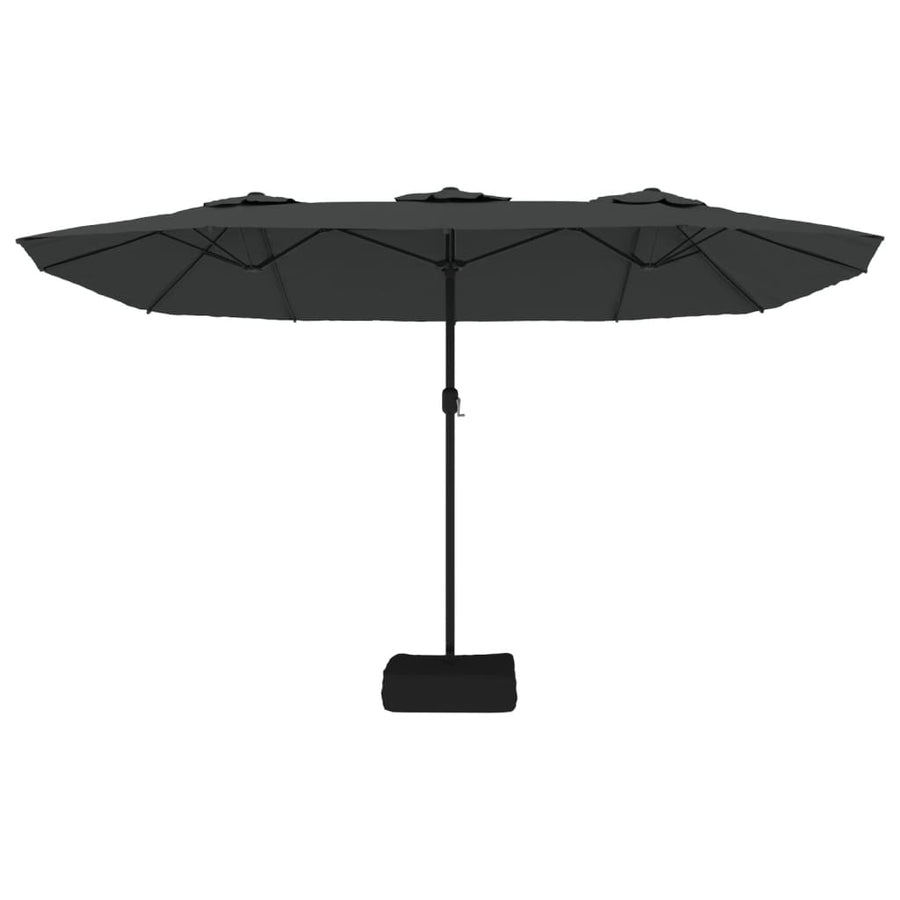 Double-Head Garden Parasol with LEDs Anthracite 449x265 cm
