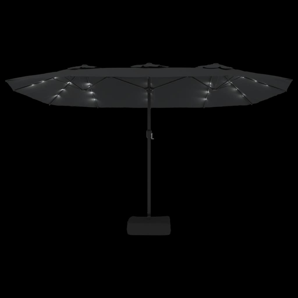 Double-Head Garden Parasol with LEDs Anthracite 449x265 cm