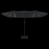Double-Head Garden Parasol with LEDs Anthracite 449x265 cm - Rear View