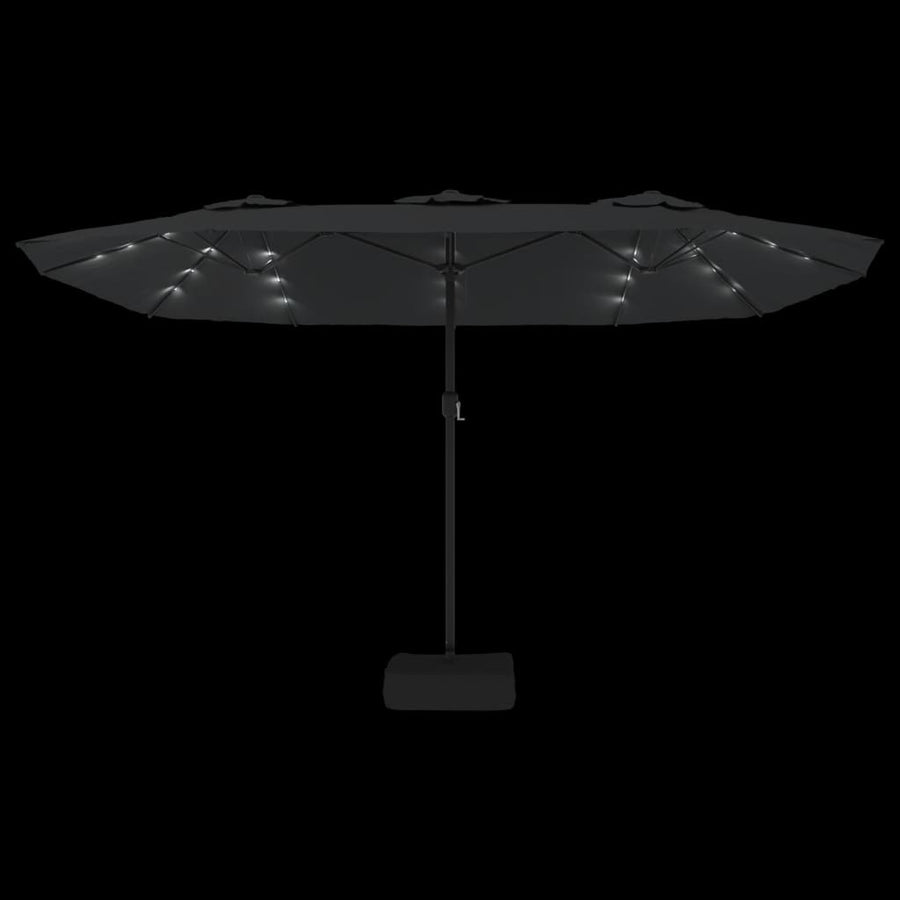 Double-Head Garden Parasol with LEDs Anthracite 449x265 cm