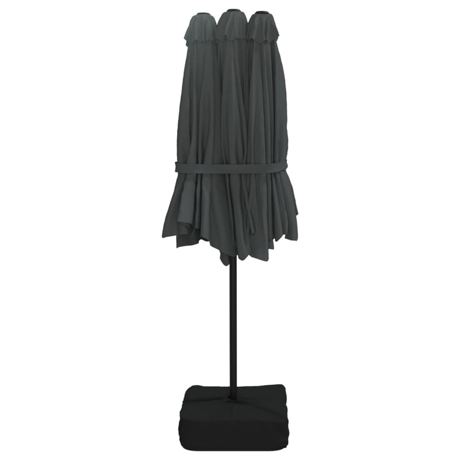 Double-Head Garden Parasol with LEDs Anthracite 449x265 cm