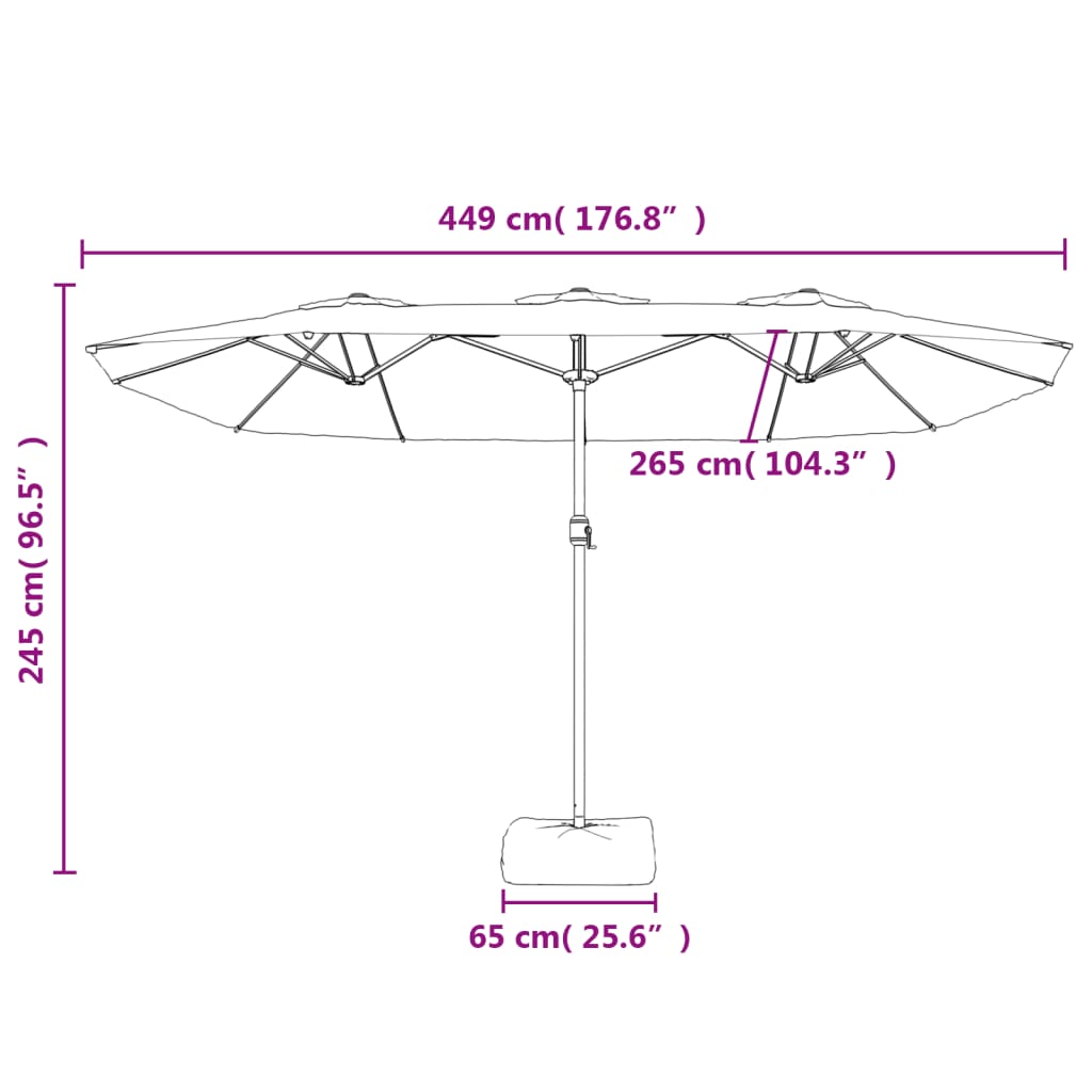 Double-Head Garden Parasol with LEDs Anthracite 449x265 cm