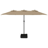 Double-Head Garden Parasol with LEDs Taupe 449x265 cm