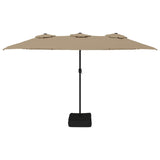 Double-Head Garden Parasol with LEDs Taupe 449x265 cm - Top-Down View