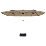 Double-Head Garden Parasol with LEDs Taupe 449x265 cm