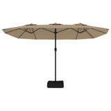 Double-Head Garden Parasol with LEDs Taupe 449x265 cm - 45-Degree Angle