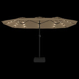 Double-Head Garden Parasol with LEDs Taupe 449x265 cm - Rear View