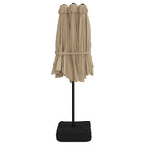 Double-Head Garden Parasol with LEDs Taupe 449x265 cm - Close-Up Angle