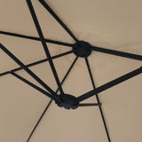 Double-Head Garden Parasol with LEDs Taupe 449x265 cm