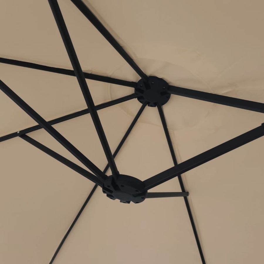 Double-Head Garden Parasol with LEDs Taupe 449x265 cm
