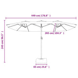Double-Head Garden Parasol with LEDs Taupe 449x265 cm