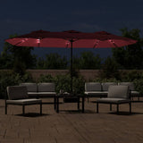 Double-Head Garden Parasol with LEDs Bordeaux Red 449x265 cm - Side View
