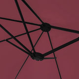 Double-Head Garden Parasol with LEDs Bordeaux Red 449x265 cm