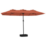 Double-Head Garden Parasol with LEDs Terracotta 449x265 cm - Front View