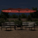 Double-Head Garden Parasol with LEDs Terracotta 449x265 cm - Side View