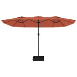 Double-Head Garden Parasol with LEDs Terracotta 449x265 cm