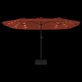 Double-Head Garden Parasol with LEDs Terracotta 449x265 cm - Rear View