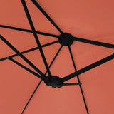 Double-Head Garden Parasol with LEDs Terracotta 449x265 cm - Low Angle