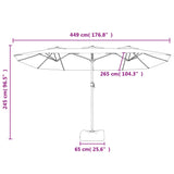 Double-Head Garden Parasol with LEDs Terracotta 449x265 cm - Extra Image
