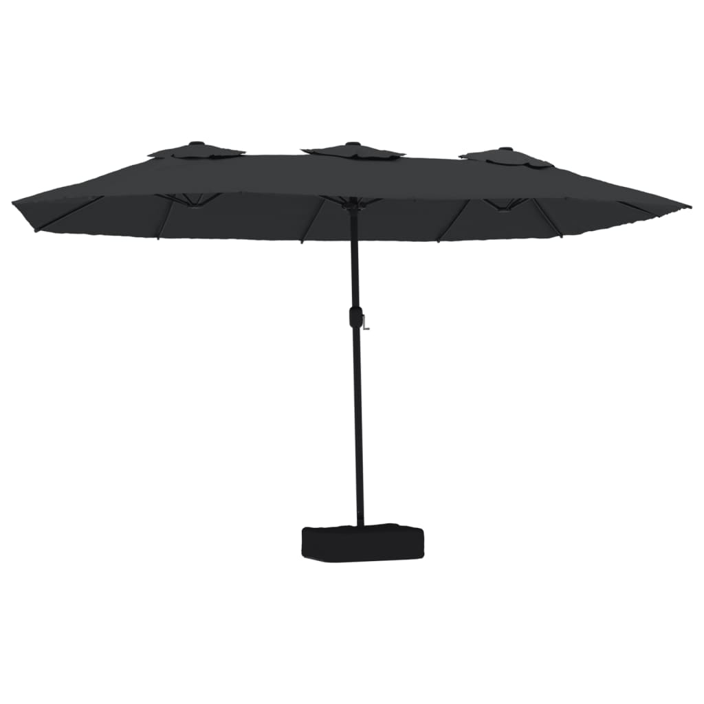 Double-Head Garden Parasol with LEDs Black 449x265 cm