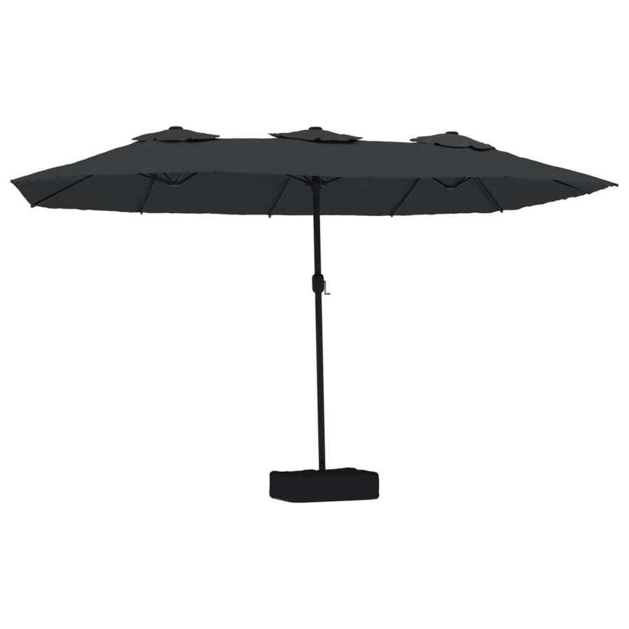 Double-Head Garden Parasol with LEDs Black 449x265 cm