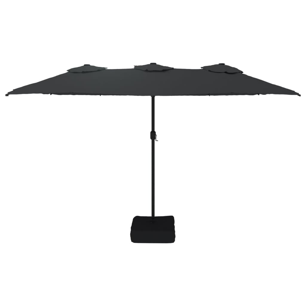 Double-Head Garden Parasol with LEDs Black 449x265 cm