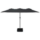 Double-Head Garden Parasol with LEDs Black 449x265 cm - Top-Down View