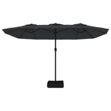 Double-Head Garden Parasol with LEDs Black 449x265 cm