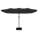 Double-Head Garden Parasol with LEDs Black 449x265 cm - 45-Degree Angle
