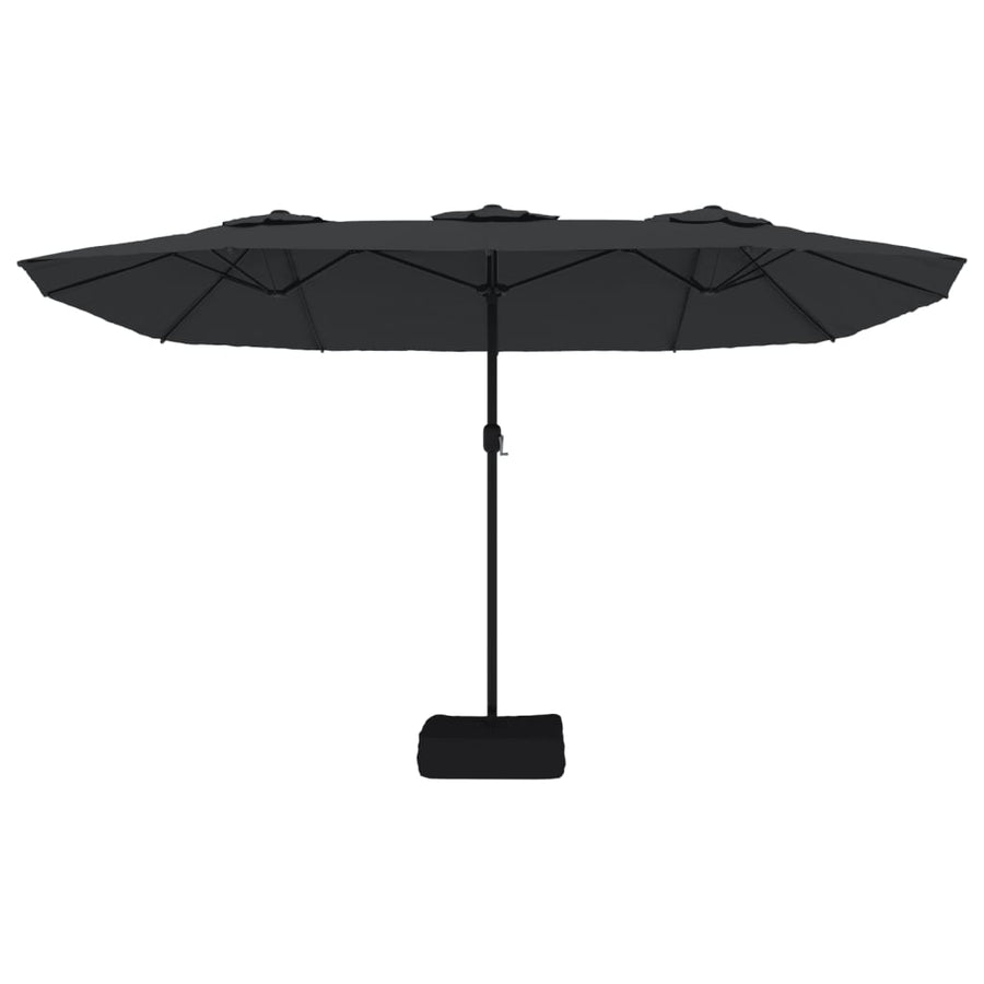 Double-Head Garden Parasol with LEDs Black 449x265 cm