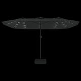 Double-Head Garden Parasol with LEDs Black 449x265 cm