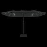 Double-Head Garden Parasol with LEDs Black 449x265 cm - Rear View