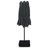 Double-Head Garden Parasol with LEDs Black 449x265 cm - Close-Up Angle