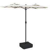 Double-Head Garden Parasol Sand White 316x145 cm - Front View