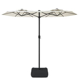 Double-Head Garden Parasol Sand White 316x145 cm - Side View