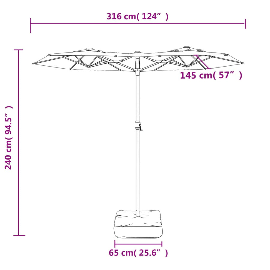 Double-Head Garden Parasol Sand White 316x145 cm