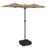Double-Head Garden Parasol Taupe 316x145 cm - Front View